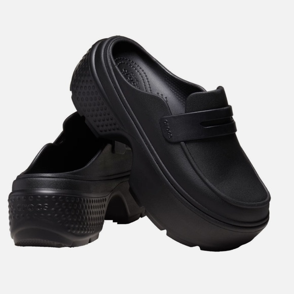 Crocs Unisex Stomp loafers in black | ASOS New CROCS Stomp Platform Loafer Size M7 / W9 Black Slip On Shoes Comfort
